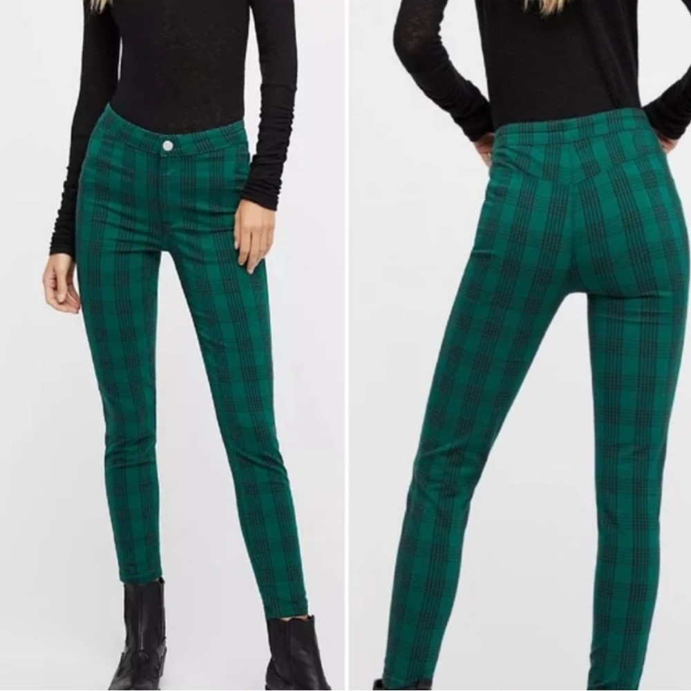 Free People Green Plaid Women's Pants